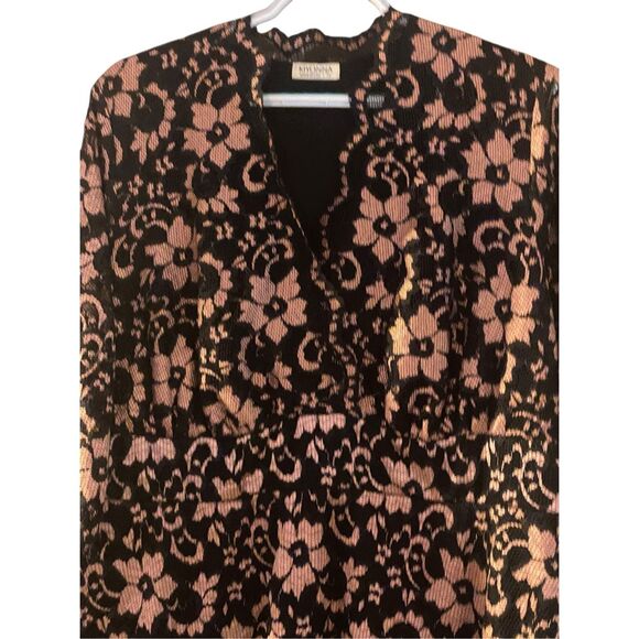 Kiyonna 2X Plus Lace Midi Dress Black Nude Floral Overlay Cocktail Party Evening - Picture 3 of 5